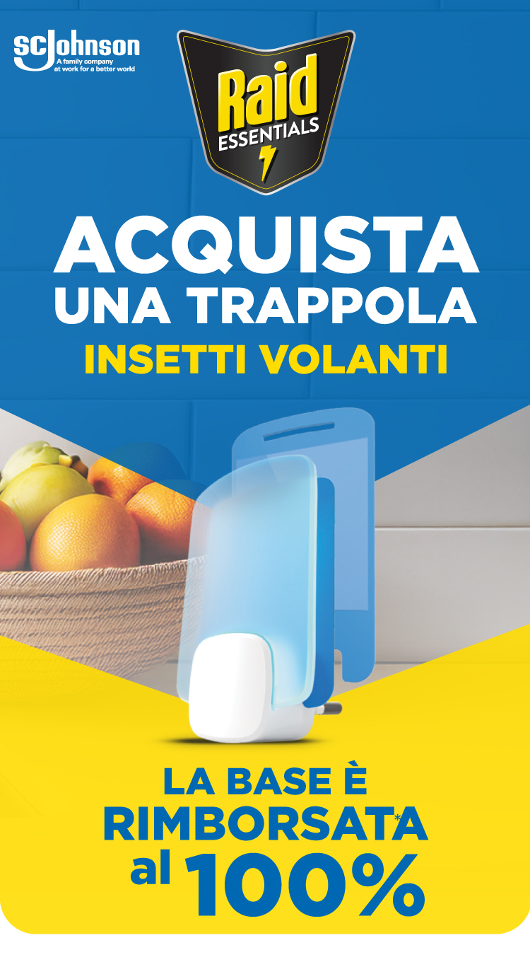Immagine mobile che spiega la meccanica del cashback Rimborso 100% base trappola insetti volanti: Con l'acquisto di una trappola insetti volanti ricevi il riborso del 100% della base